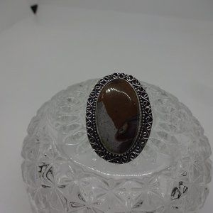 Natural "MOOKAIT JASPER' Handmade Sterling Ring Size 8.5 #386